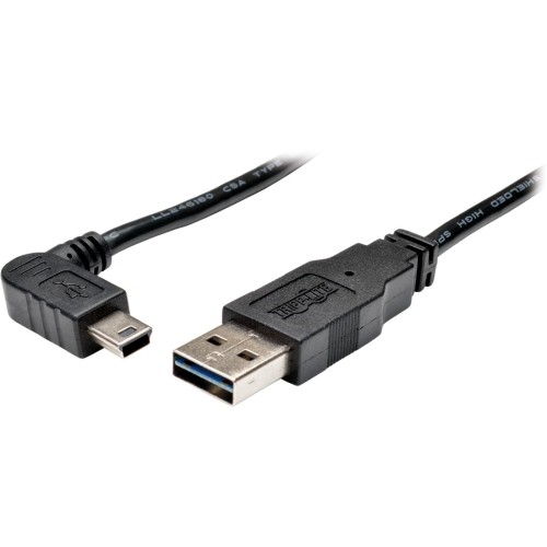 USB 2.0 A Male To Mini B Male 5-Pin Nickel-Plated Cable - 3 Feet Black