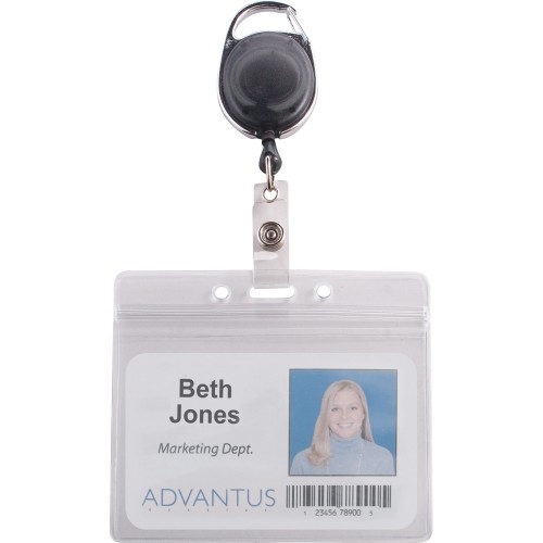 Advantus Badge Reel Holder Combo Pack - Horizontal - Vinyl - 10 / Pack ...