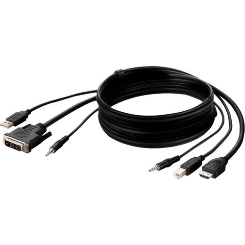 Belkin DVI to HDMI High Retention USB A/B + Audio Passive Combo KVM Cable - 10 ft KVM Cable for Keyboard, Mouse, KVM Switch, Computer, Server First 1 x