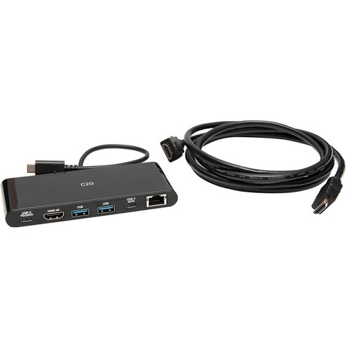 C2G USB C to HDMI, VGA Multiport Adapter Hub - PD 60W - 4K 30Hz - Black