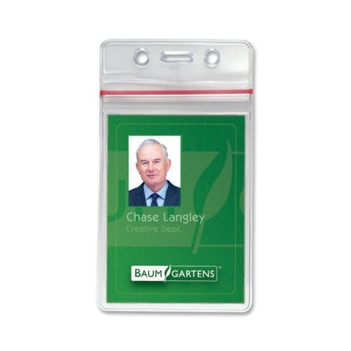 Sicurix Sealable Cardholder, Vertical, 2.62X3.75, Clear, 50/Pack