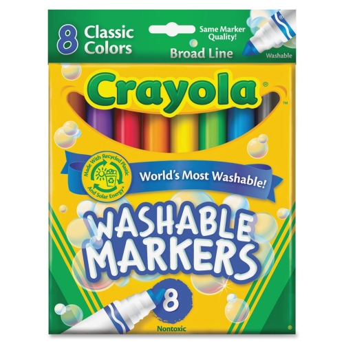Crayola Classic Washable Marker Set - Broad Point Type - Conical Point  Style - Red, Orange, Yellow, Green, Blue, Violet, Brown, Black Water Based  Ink - 8 / Set 587808 CYO587808 pg.313. 741655454595
