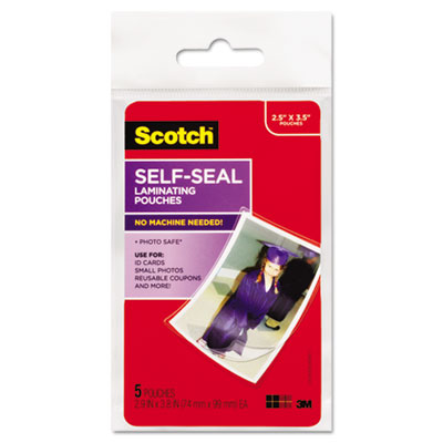 Scotch Front and Back Self-Seal Laminating Pouches - Wallet Size -  Laminating Pouch/Sheet Size: 2.50 Width x 3.50 Length x 9.50 mil  Thickness - Thick Gloss - for Photo, Document, Lists, Card